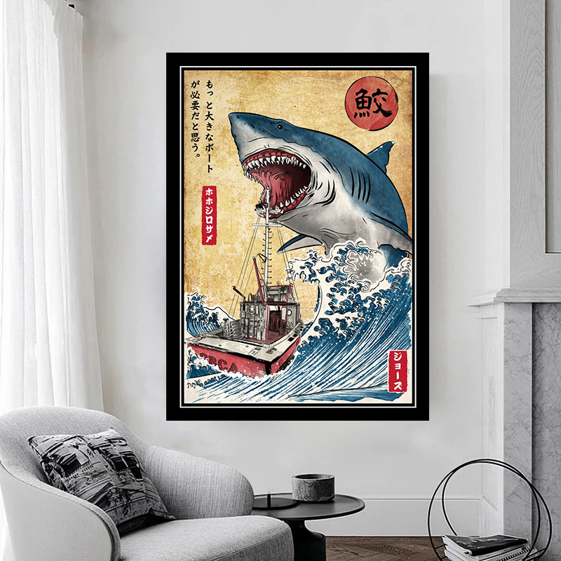 죠스 포스터 상어 캔버스 그림 모던 벽 예술 그림 거실 - Sustainable Living Eco Friendly 리뷰 및 가격